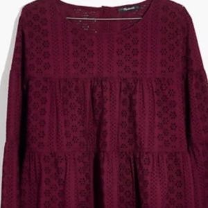 Madewell Burgundy tiered Blouse